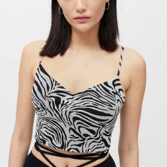 Urban Outfitters Renewal Mesh Zebra Print Tank Crop Top in size L - Picture 5 of 7